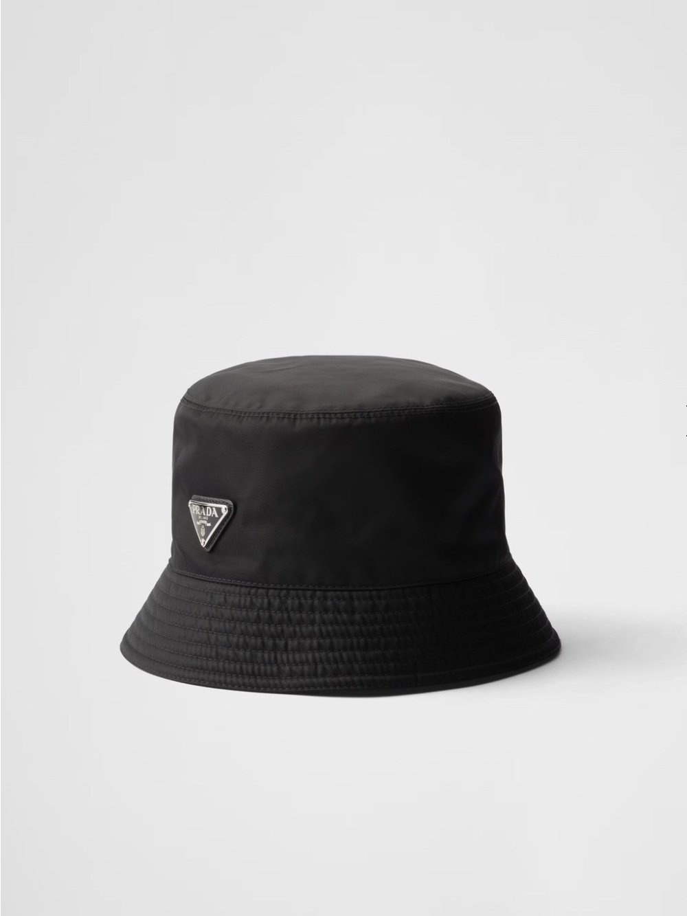Prada Black Nylon Triangle-Logo Bucket Hat